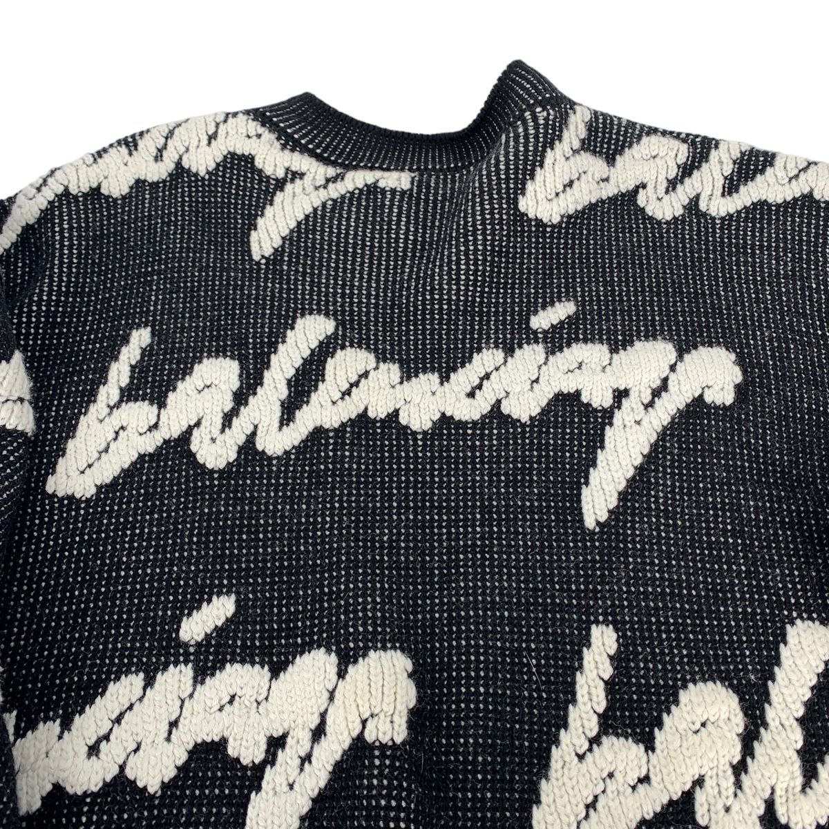 中古】 BALENCIAGA バレンシアガ クルーネック3Dスクリブル ニット