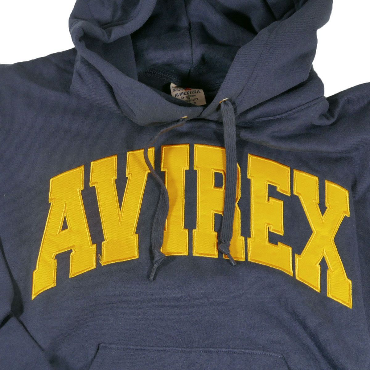 AVIREX 783-3931006 ネイビープルオーバー ワッペンロゴスウェットパーカー 裏起毛 M L XL2XL