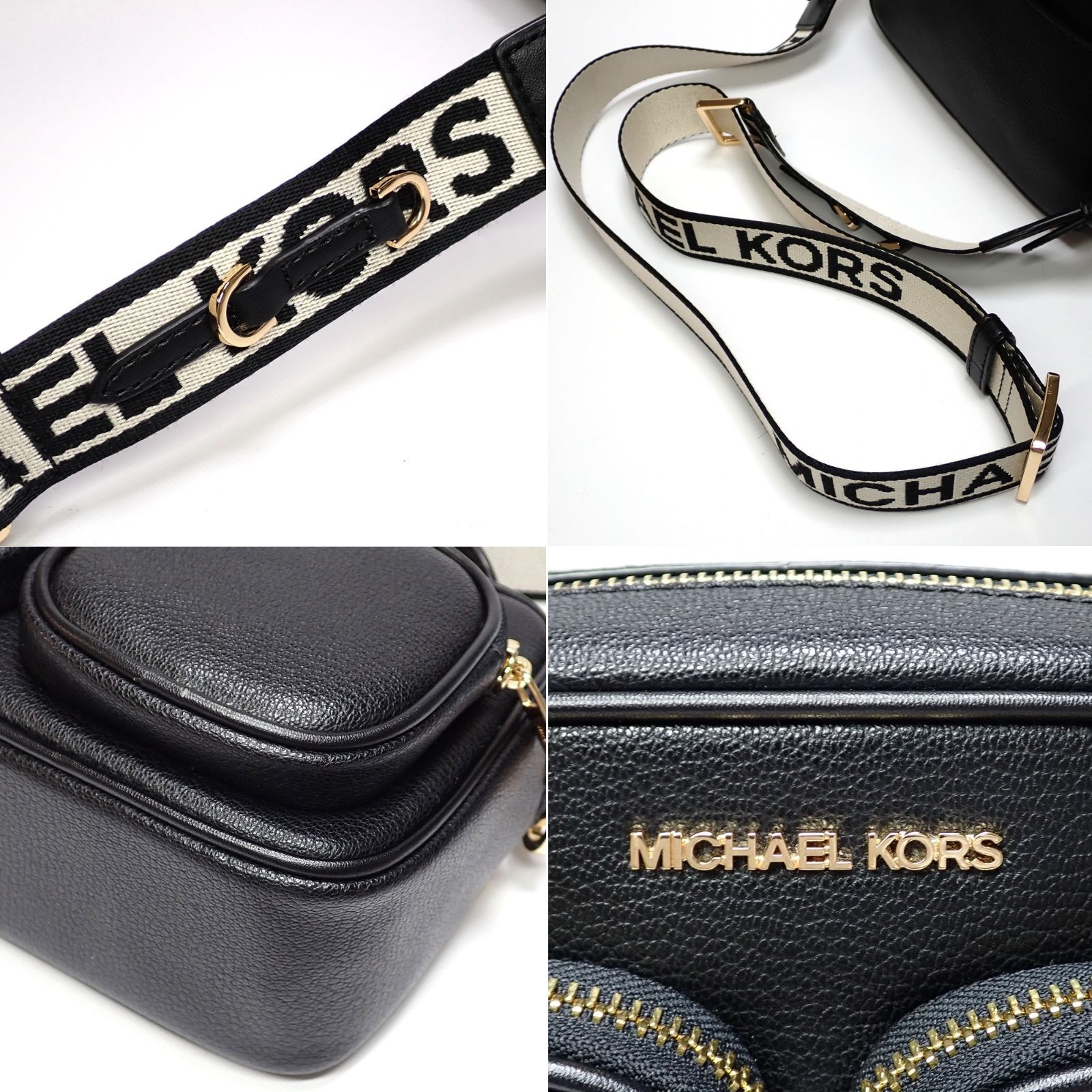 【MICHAEL KORS】マイケルコース　JET SET ITEM クロスボディ ウィズ テックアタッチ ミディアム　35S2GTTC6L バッグ 斜め掛け　レザー　黒　美品　中古　質屋