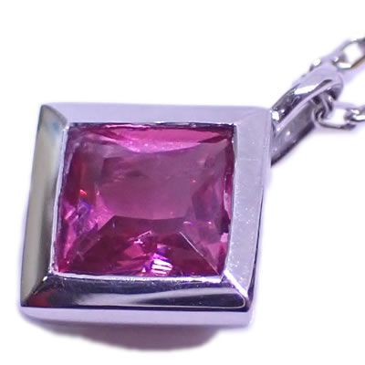 Pt ホットネオンピンクスピネル-0.70ct エメラルドカット シンプル