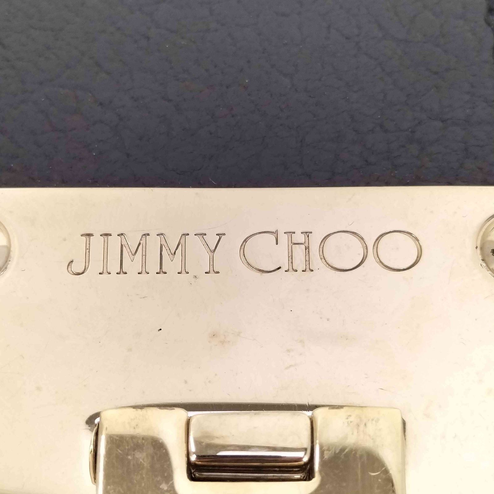 Jimmy Choo【関税送料込】スモールメタリックレザー クラッチ ザンドラ | ブラック ビンテージメタリックレザー・クラッチ
