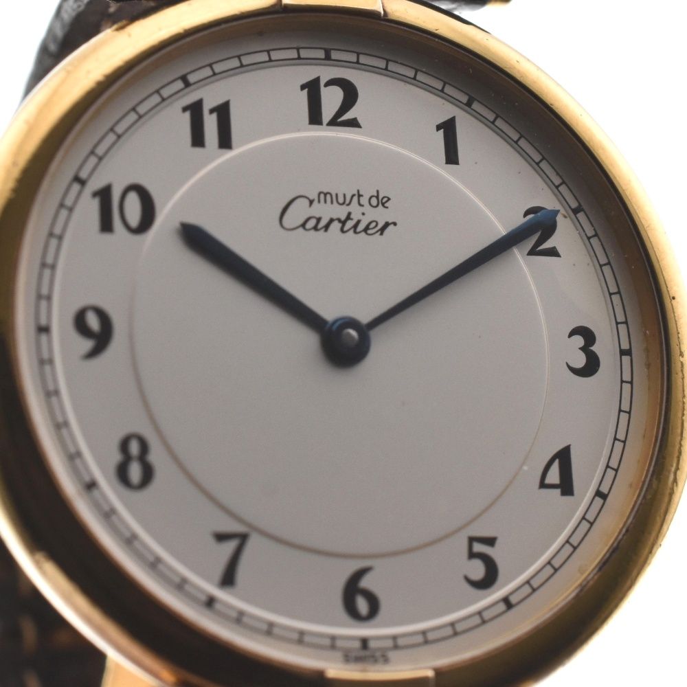 カルティエ CARTIER 590003 マストヴェルメイユ SV25(GP)/レザー クォーツ メンズ M#131848