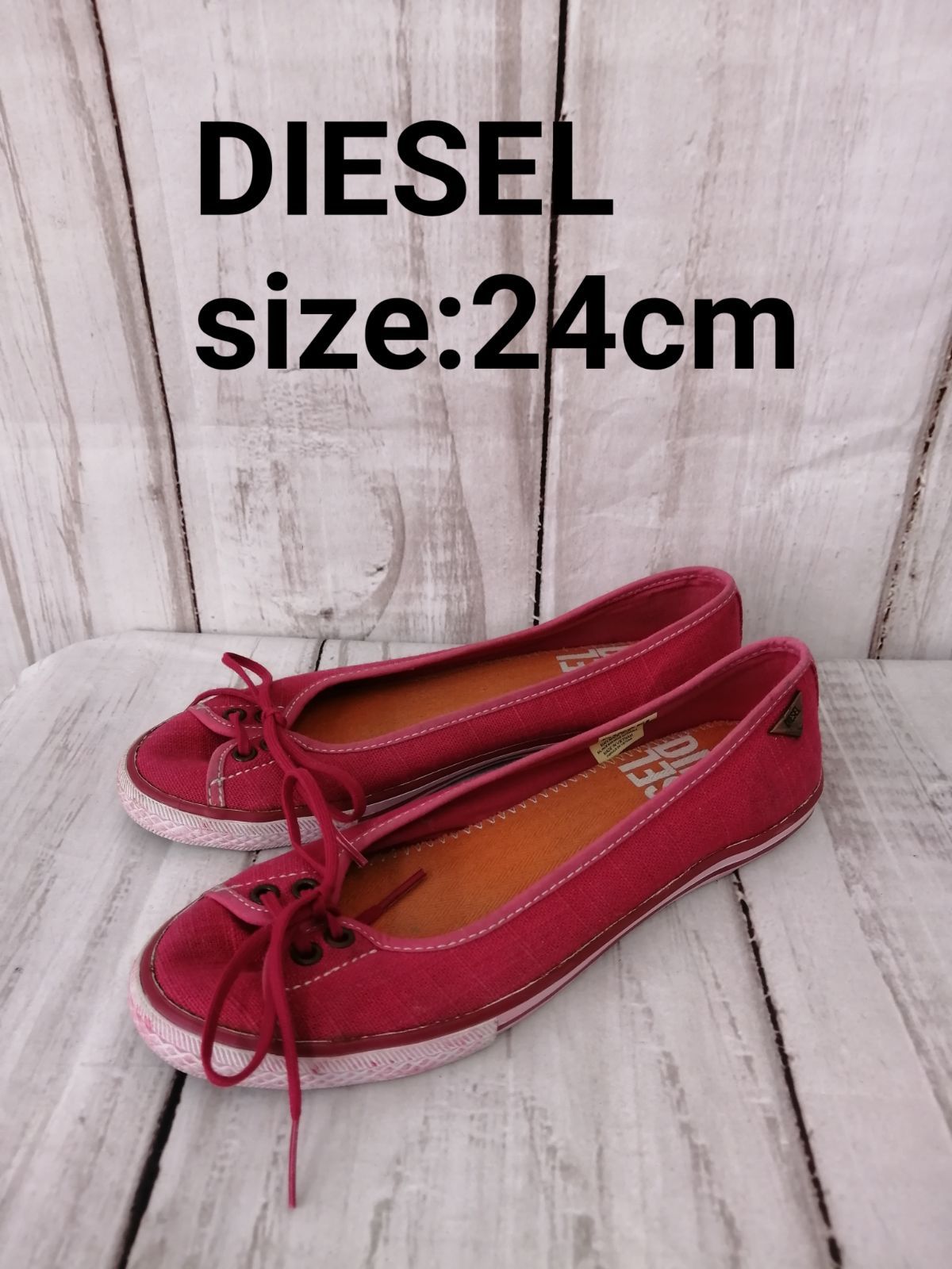 DIESEL ディーゼル / サイズ:24センチ / フラットシューズ / RN93243 / ショッキングピンクカラー×オレンジカラー / レースアップ / バレエシューズ / バックヤード / 1032