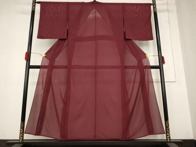 平和屋着物＊夏物　無地絵羽訪問着　絽　楓紋紗　葡萄茶色　正絹　逸品　AABB0554st 平和屋着物＊夏物 無地絵羽訪問着 絽 楓紋紗 葡萄茶色