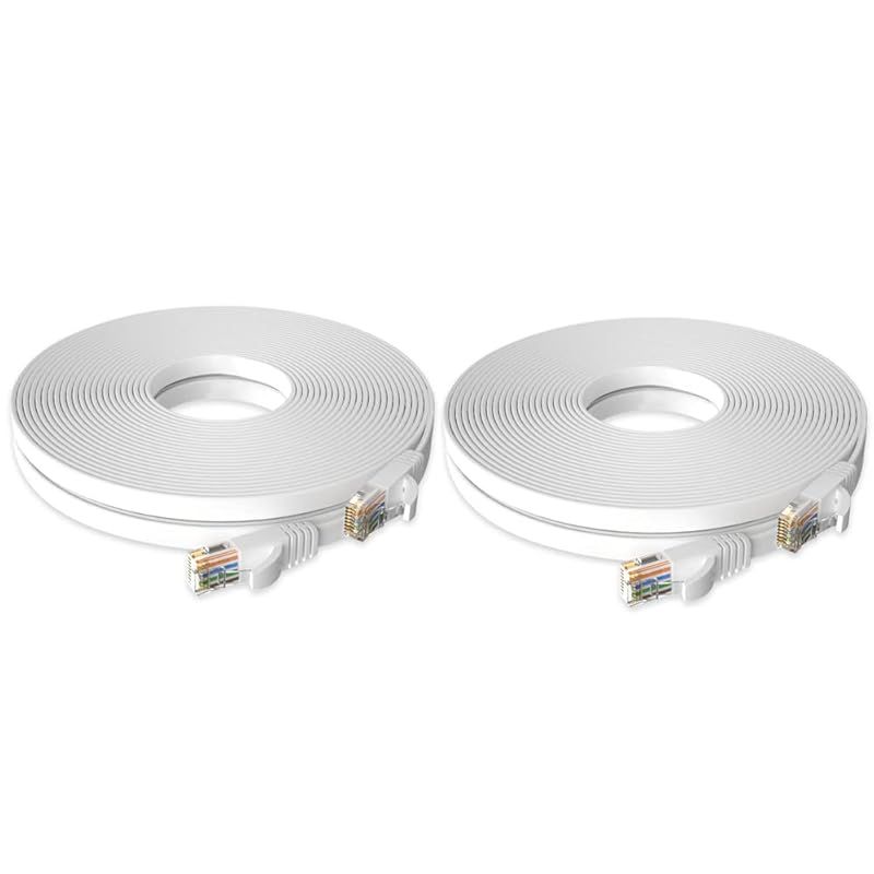 COOSEED フラットケーブル LANケーブル 10m UTP Cat6 ストレート 10m*2本 ホワイト １つパッケージ2本が含まれています 1