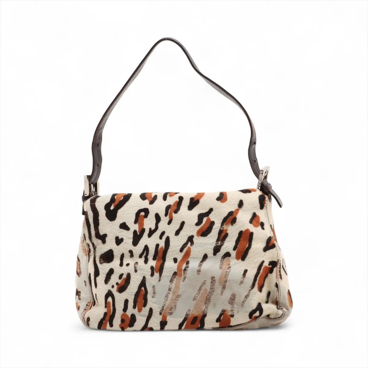 フェンディ ハラコ レザー マンマバケット レオパード 柄 ショルダーバッグ 肩掛け ハンド レディース MMM CW51-5