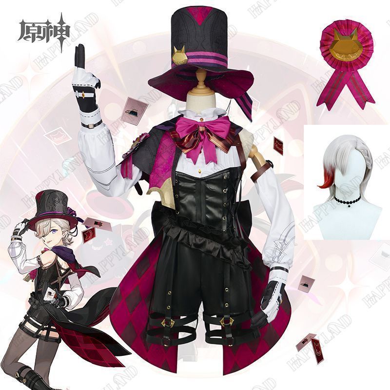 原神 Genshin リネ コスプレ衣装 原神 げんしん ヒロイン Lyney ウイッグ付き コスプレ衣装 コスチューム ハロウィン クリスマス 制服 大人 子供 cosplay イベント