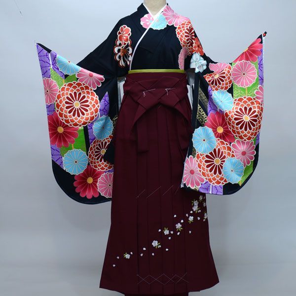 二尺袖 着物 袴フルセット From KYOTO 袴変更可能 NO23898 NISHIORI ブランド 二尺袖 着物 袴 フルセット レンタル JAPAN STYLE