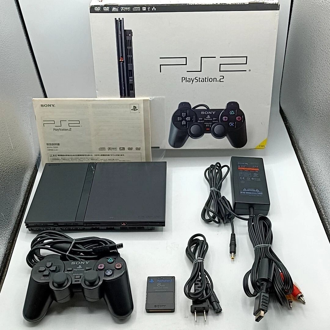 箱説付き 動作品 PS2 薄型 SCPH-70000 ブラック 動作 済み プレイステーション２ プレステ２ Playstation 2