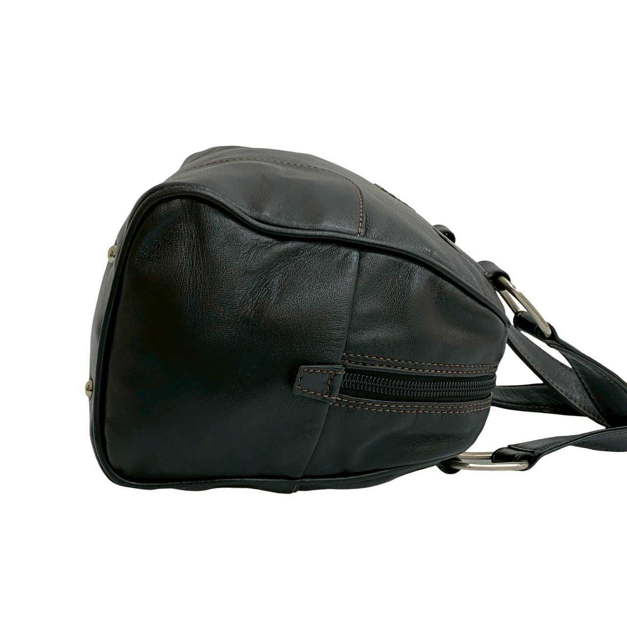 極 美品 LOEWE ロエベ アナグラム ロゴ シルバー 金具 ステッチ