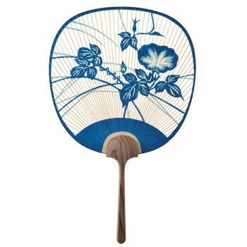 MADE IN JAPAN 大型うちわ 朝涼 青 両面透かし 2053