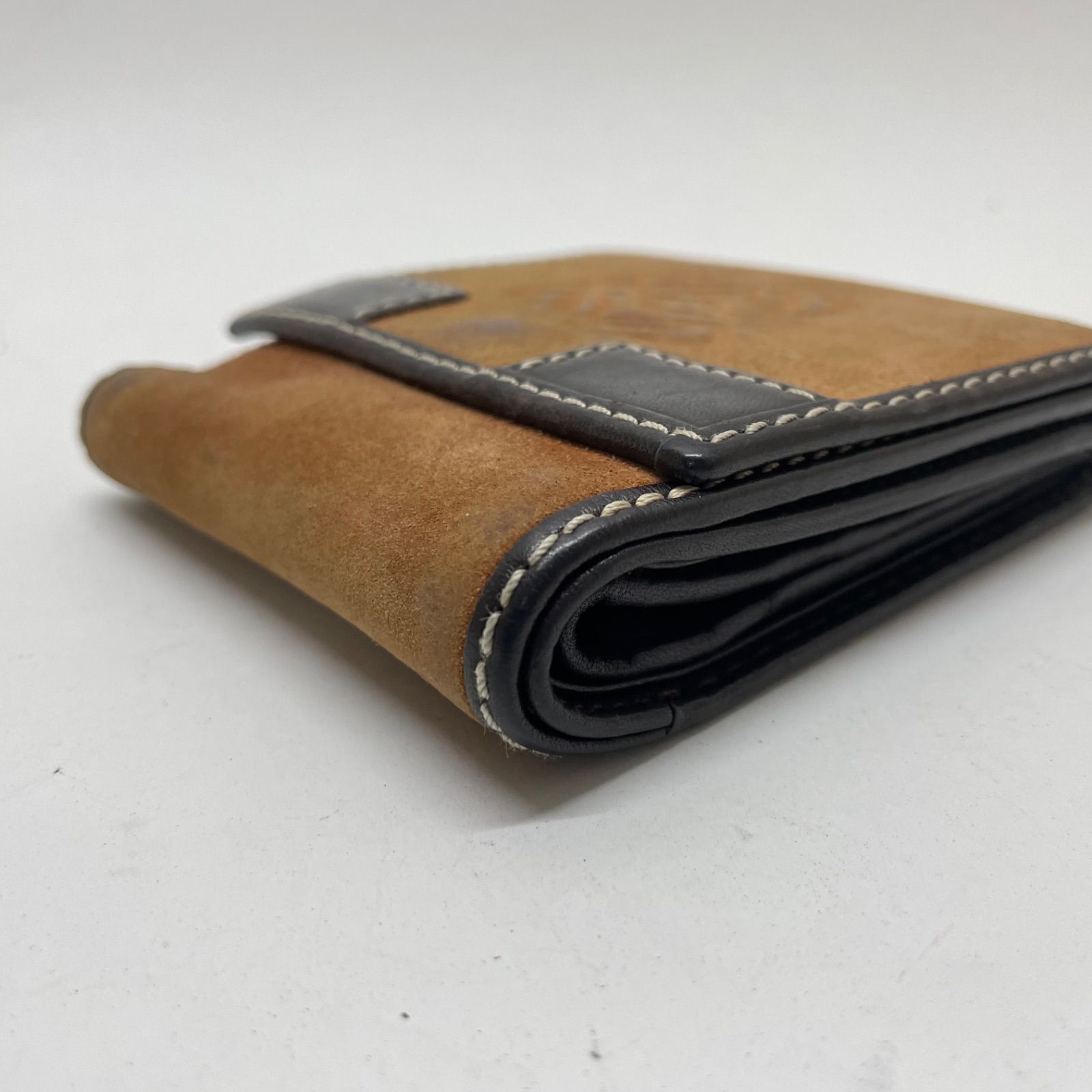 1298 LOEWE ロエベ 折り財布 Wホック スウェード レザー