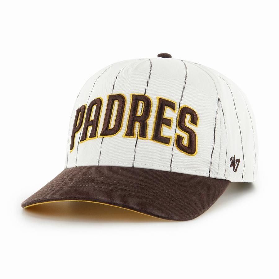 47 キャップ パドレス メンズ レディース 47BRAND 帽子 ブランド フォーティーセブン PADRES DOUBLE HEADER PINSTRIPE HITCH ホワイト × ブラウン 【TB】