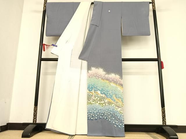 平和屋着物●本加賀友禅作家 斎藤正史 色留袖 花鳥文 浜ちりめん 反端付き 正絹 AABB0266zg