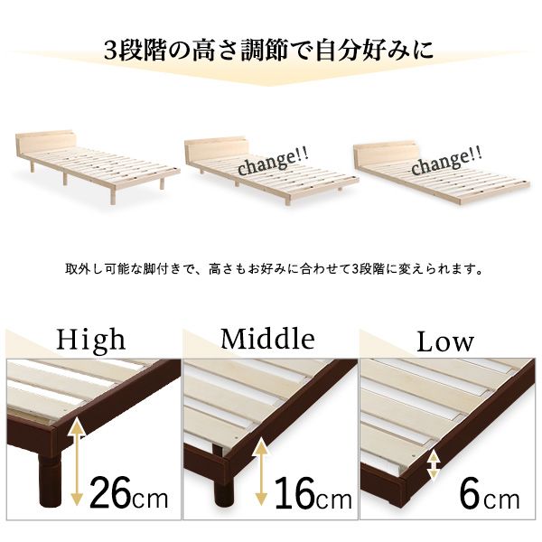 脚付きすのこベッド 宮棚