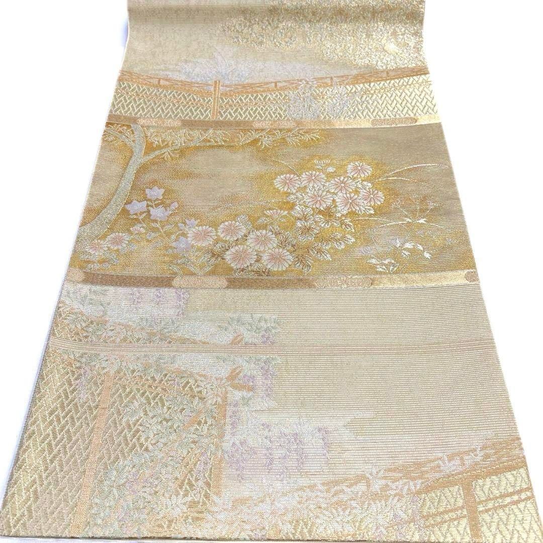未着用　藤の花　楓　菊花　桔梗　金糸　袋帯　着物　041a p 未着用 藤の花 楓 菊花 桔梗 金糸 袋帯 着物 041a p - メルカリ