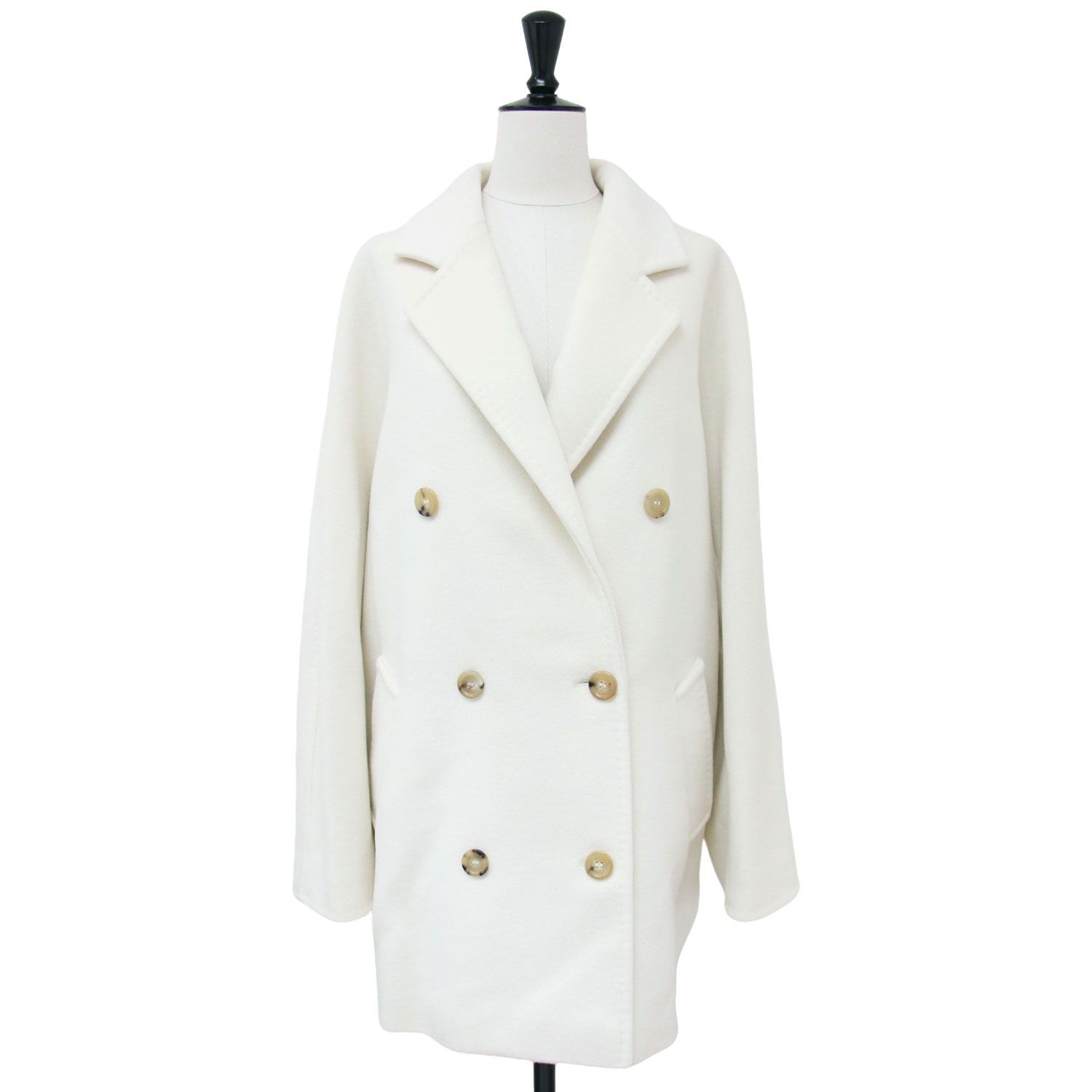 MaxMara ウール カシミヤ ショートコート 白タグ 新品 Max Mara マックスマーラ コート 23秋冬 ホワイト 白