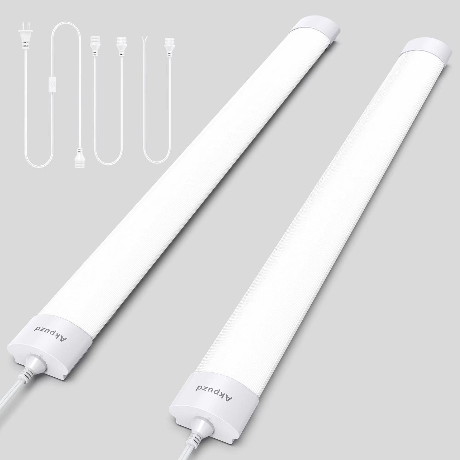 Akpuzd 蛍光灯 直管 防雨型 プラグインアップ LEDベースライ 蛍光灯器具一体型 スイッチ付きON|OFF切り替え プラグ付き 電源コード付き 高輝度 省エネ型 昼光色6500K 180°広角 コンセントled照明 器具