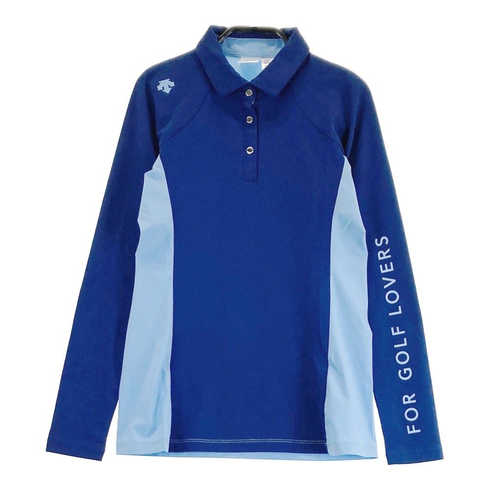サイズ：S DESCENTE GOLF デサントゴルフ  長袖ポロシャツ  ブルー系 [240101414889] ゴルフウェア レディース ストスト サイズ：S DESCENTE GOLF デサントゴルフ 長袖ポロシャツ ブルー
