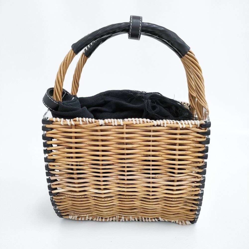 ebagos レザー×紅籐 クリア 2016SS かごバッグ ベージュ ブラック レディース エバゴス 5-1001G◎