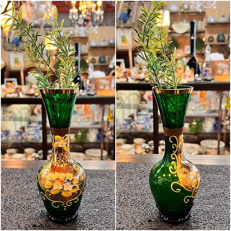 大学 割引 アンティーク ベネチア 花瓶 エメラルドグリーン フラワーベース 花瓶・フラワースタンド