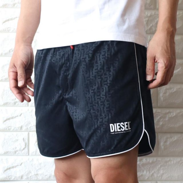 ディーゼル ハーフパンツ メンズ ブラック ビーチショーツ ブランドロゴ 水陸両用 DIESEL A13178 0QIAZ 9XX