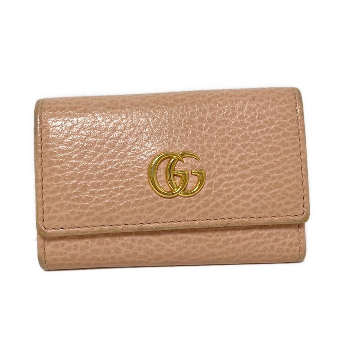 GUCCI グッチ キーケース GGマーモント 456118 ピンクベージュ 6連フック レザー