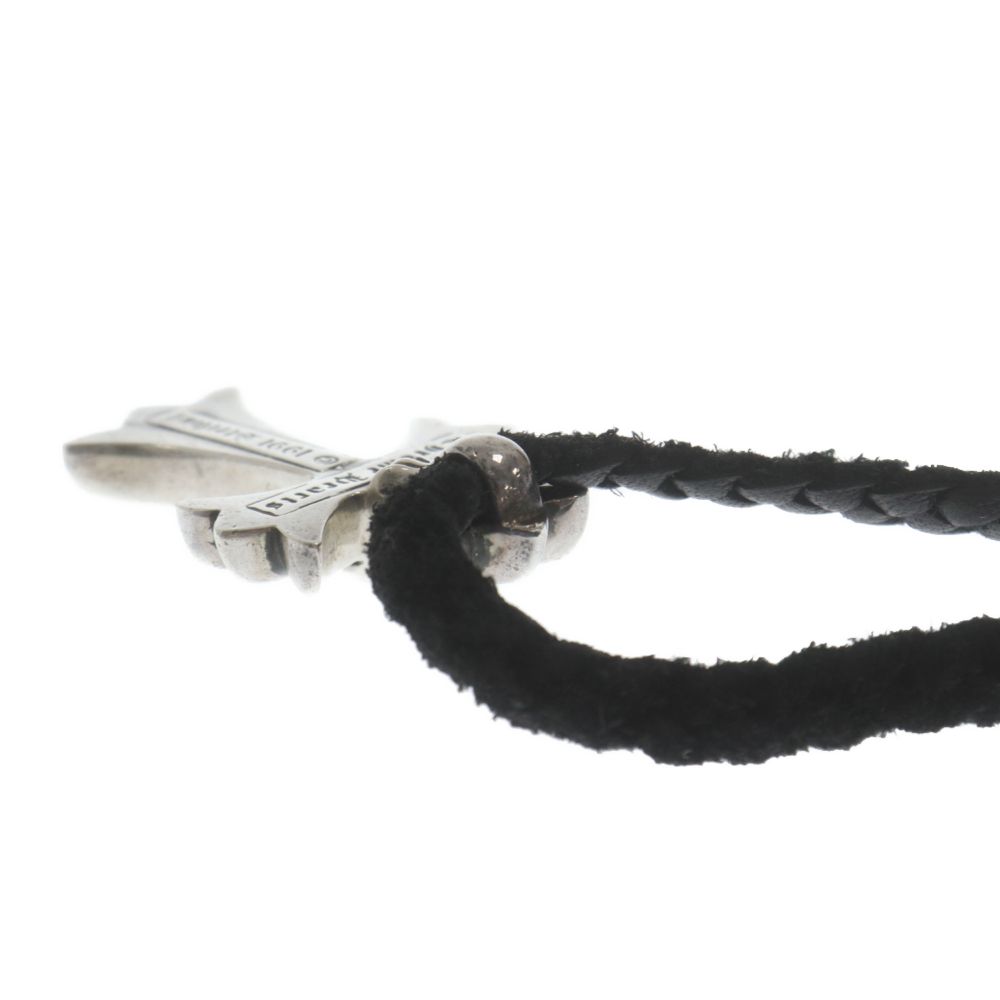 CHROME HEARTS (クロムハーツ) SMALL CROSS PENDANT LEATHER BRAID