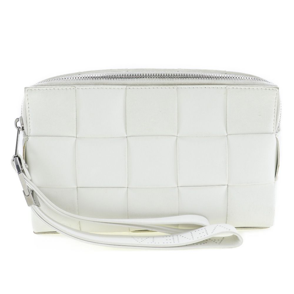 薄汚れスレ角スレ内側【BOTTEGAVENETA】ボッテガヴェネタ マキシイントレチャート カーフ 白 ユニセックス セカンドバッグ -  casamendoza.com.mx