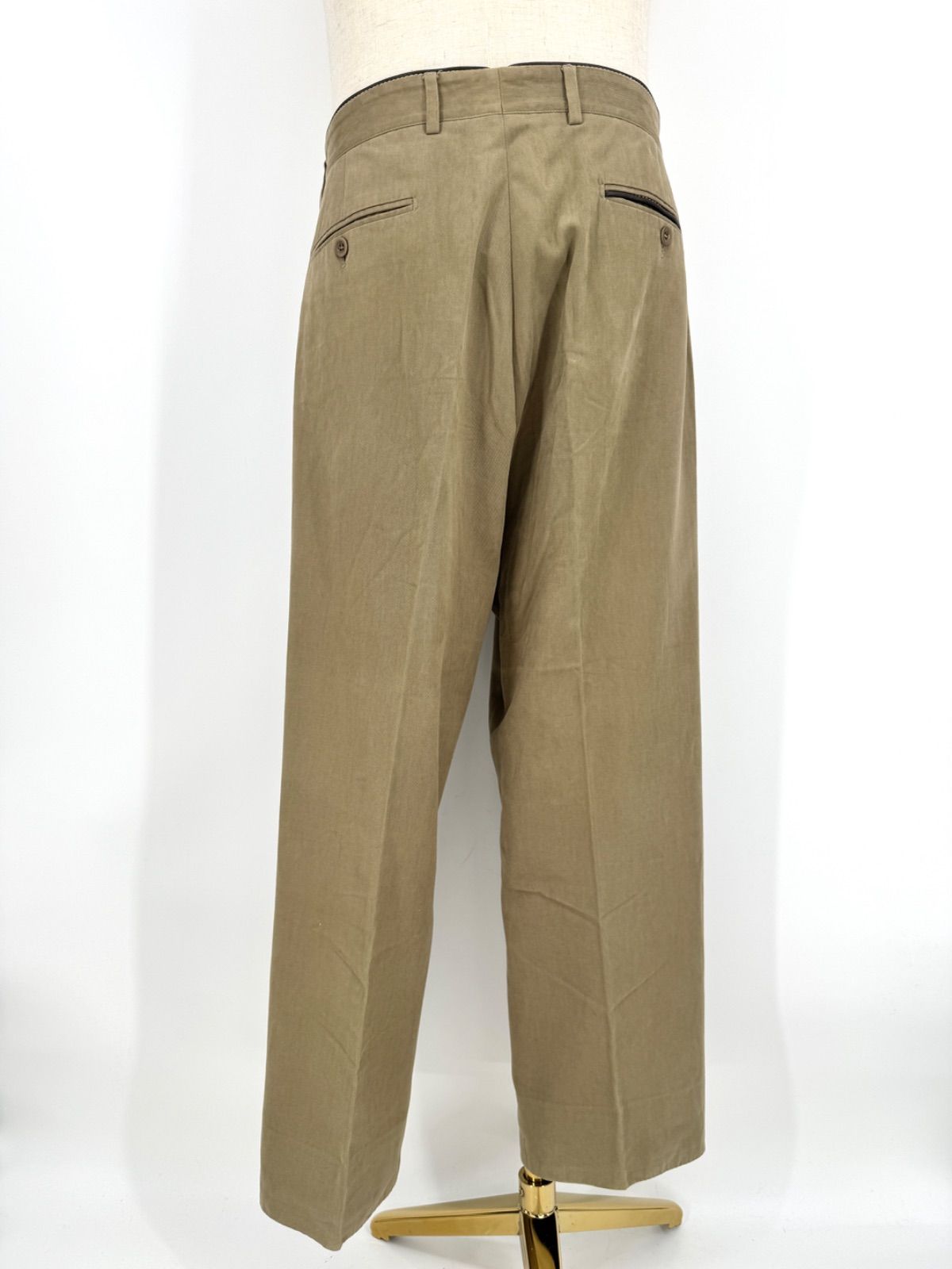 美品 HERMES エルメス イタリア製 コットン ブラウン スラックス 48 美品 HERMES エルメス イタリア製 コットン ブラウン スラックス 48