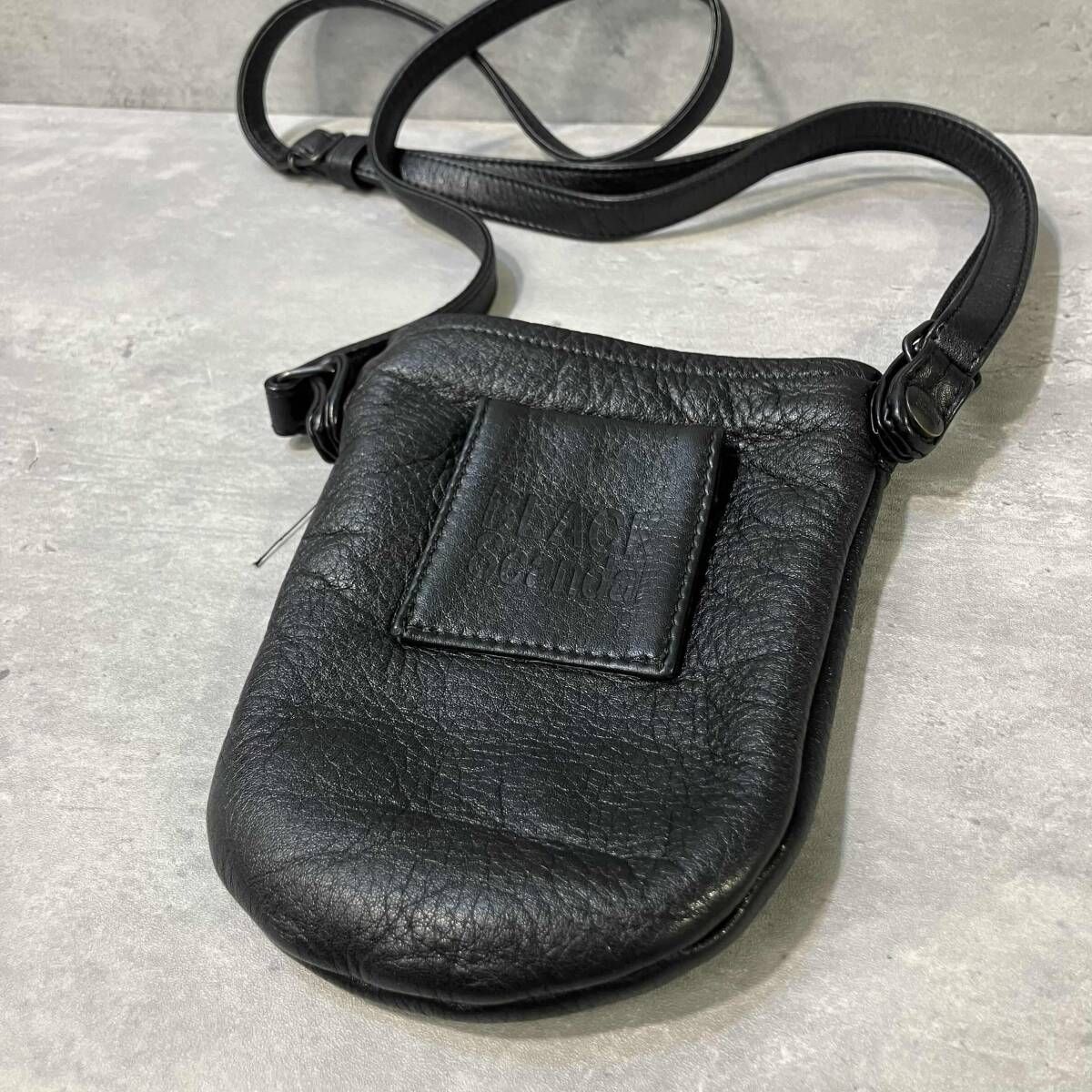 20ss YOHJI YAMAMOTO POUR HOMME BLACK SCANDAL レザーミニショルダーバッグポーチ HN-I12-782 ブラック ヨウジヤマモト