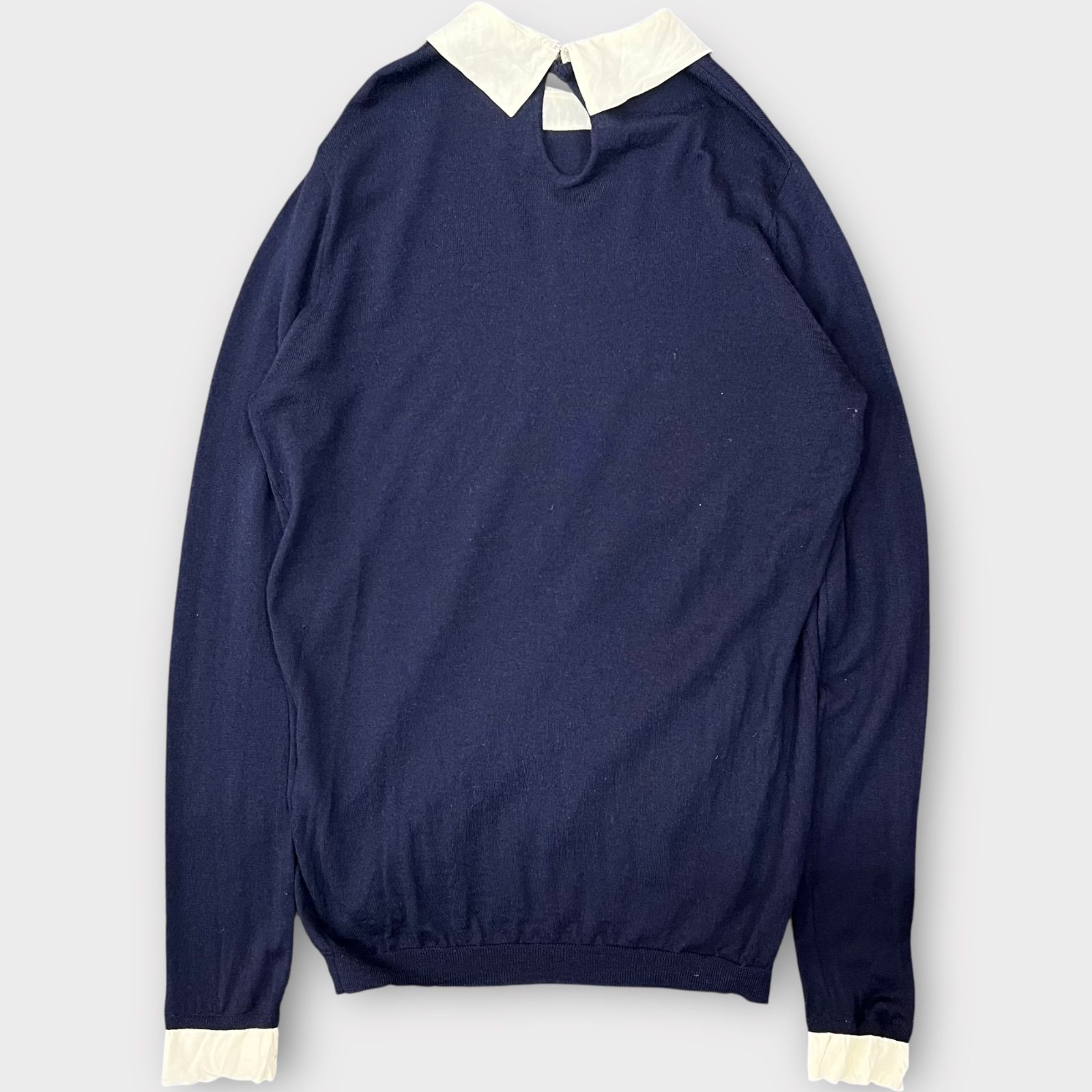 TOMORROWLAND SUVIN COTTON 襟付き　ニット Tomorrowland Collection 襟付きセーター 38 Mサイズ ネイビー