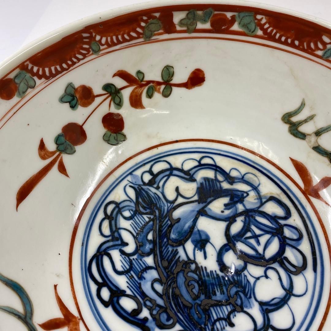 中国明時代 呉州赤絵大鉢 木箱付 口径21.3㎝ 東Y6-1024☆2Fトヒサ