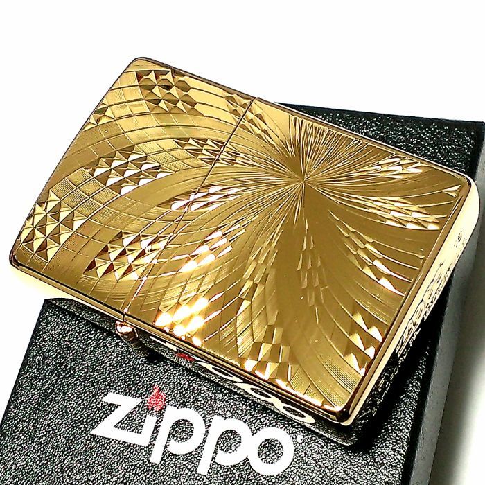 ZIPPO ライター ダイヤモンドカット スパイラル ジッポ K24 純金メッキ 