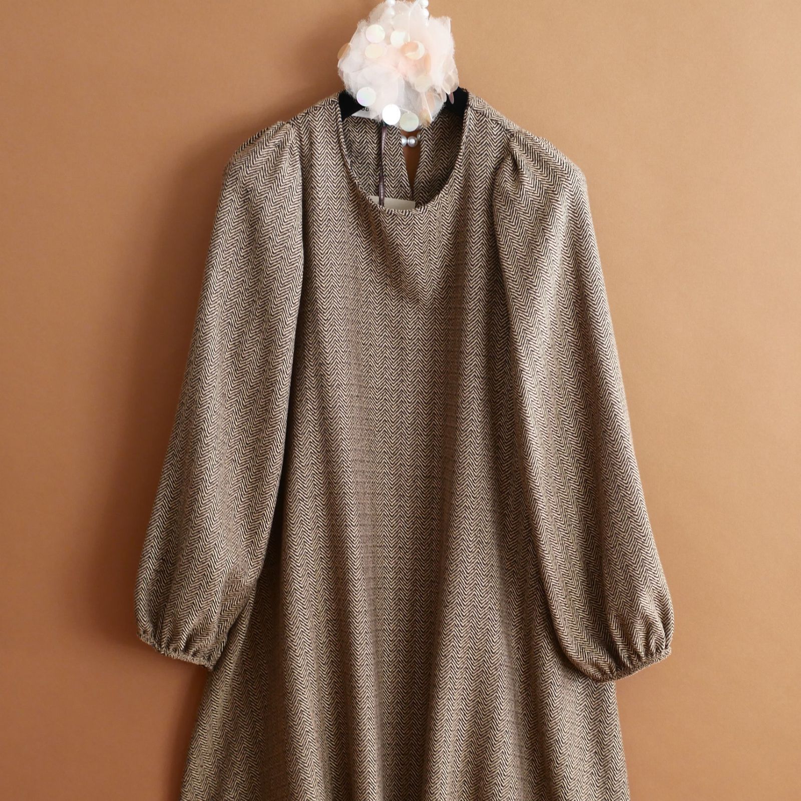 dt118|フィレンツェの新ブランド トダミ Made in Italy 繊細なヘリンボーン柄|25-26秋冬|ワンピース
