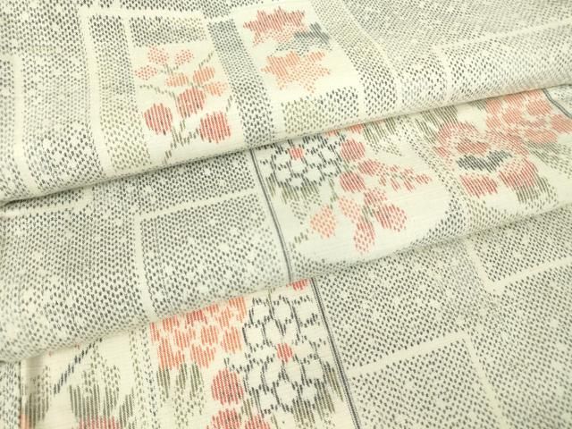 平和屋着物▽上質な紬 単衣 色紙花文 正絹 逸品 DAAV5917az