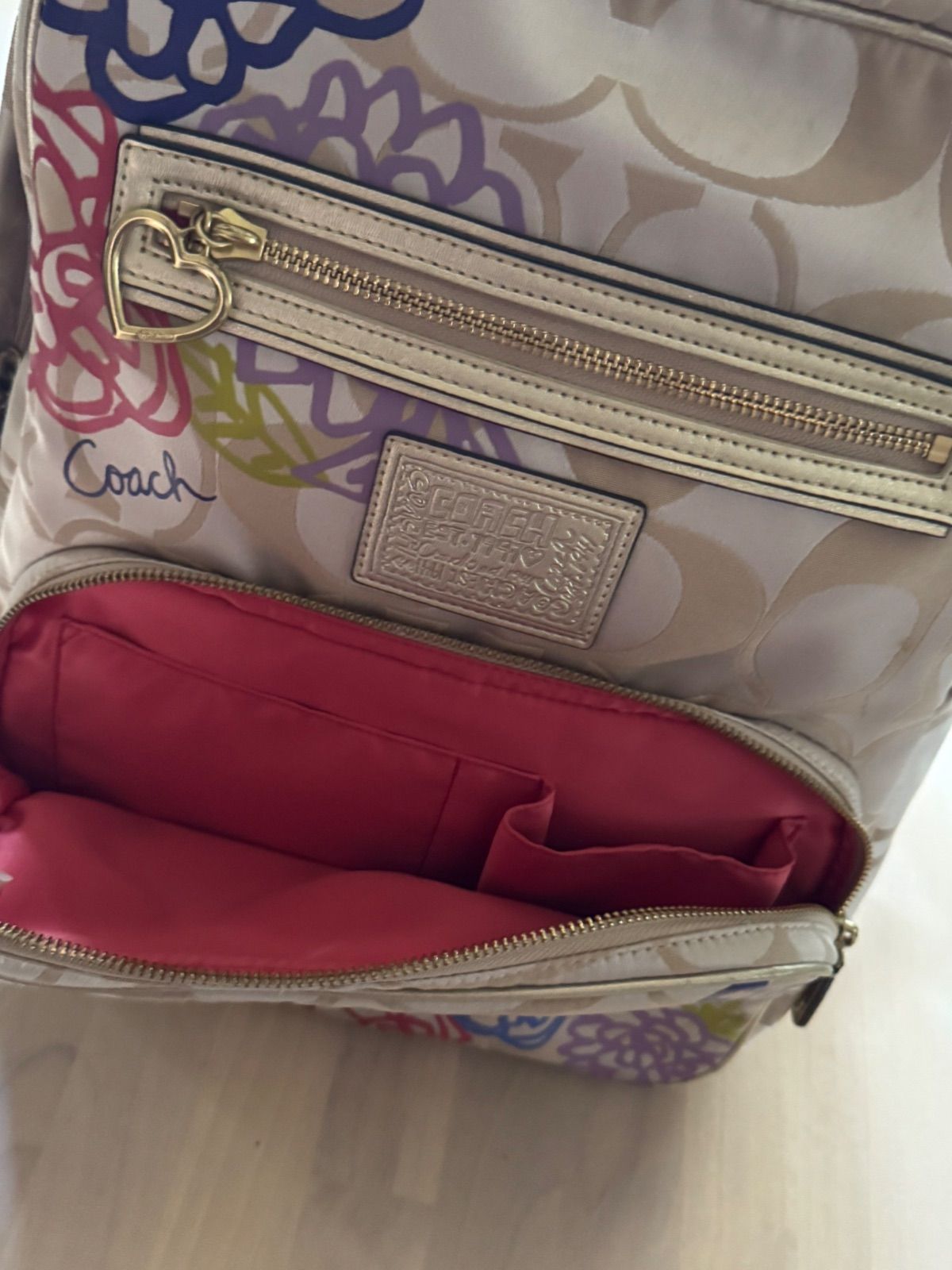 コーチ COACH シグネチャー/花 リュック バックパック ベージュ