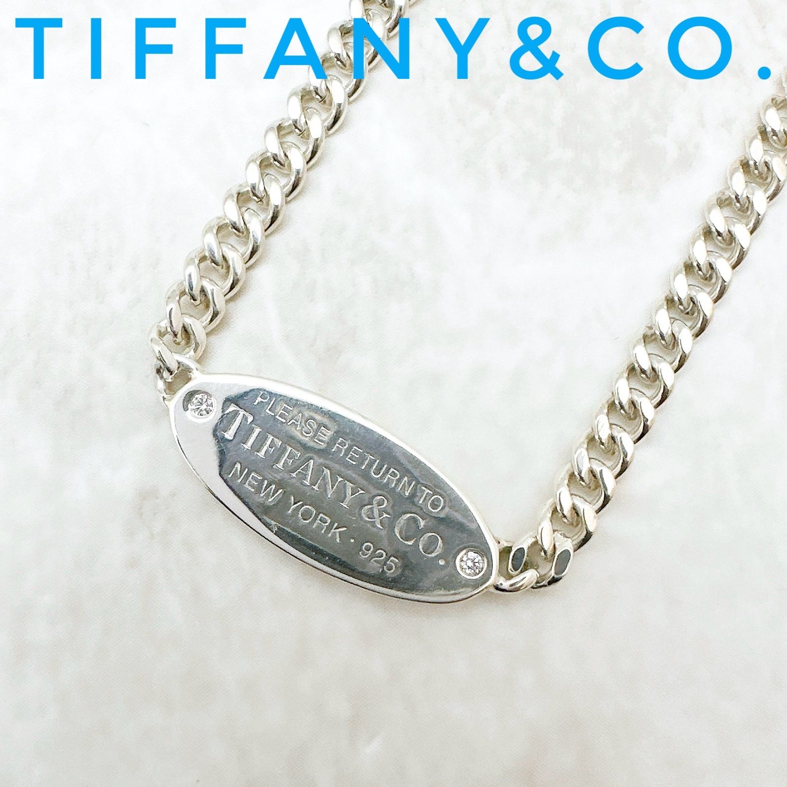 希少🌟Tiffany＆Co. リターントゥティファニー プレート ダイヤモンド 喜平 シルバー ネックレス 約40㎝ U - メルカリ