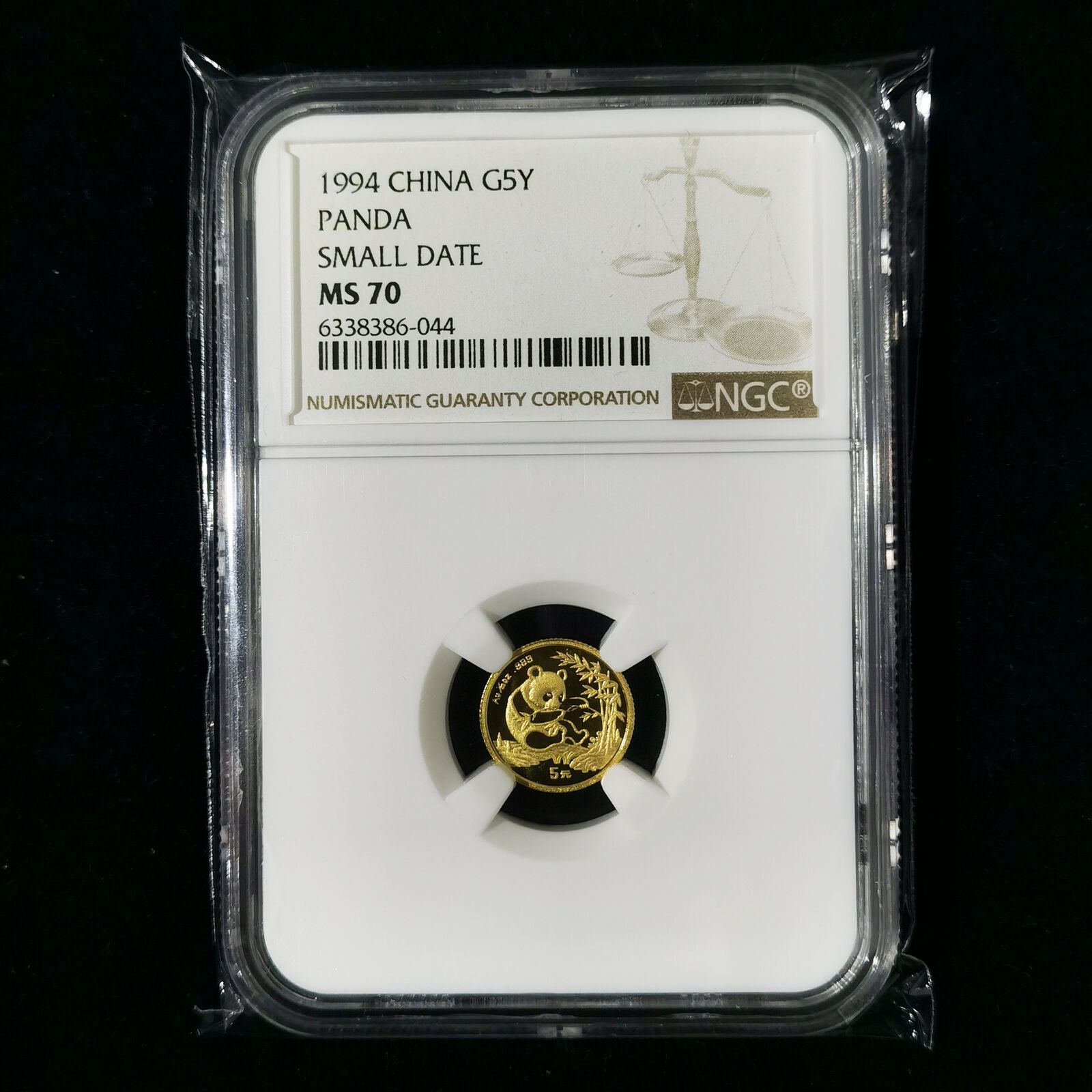 1994 China Panda 5 Yuan 1|20 oz Au.999 Panda G Coin NGC MS70 - Small Date
