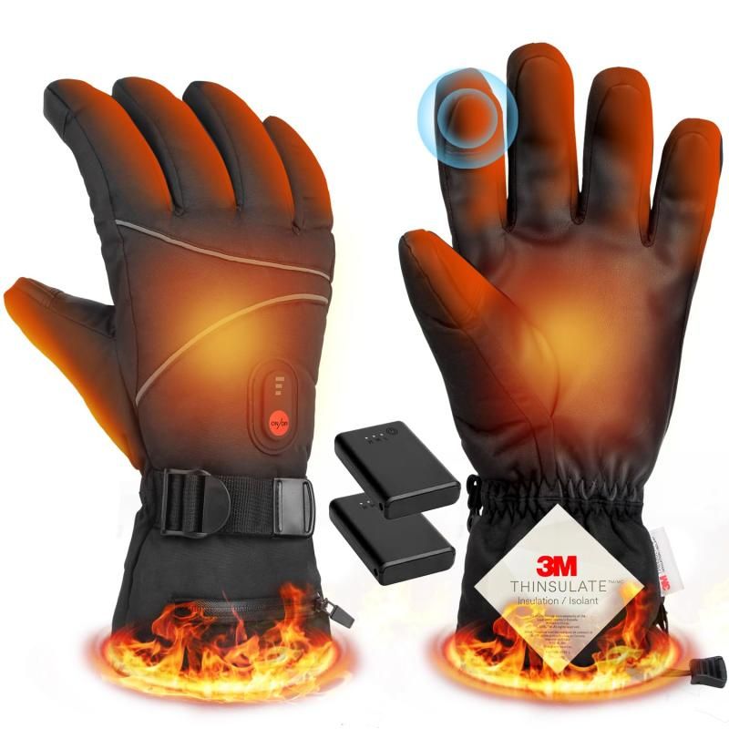 電熱グローブ 電熱手袋 バイク ヒーター手袋 2*5000mAhバッテリー付き -amp- 65℃最高温度 usb給電 グローブ 3Mシンサレート 電気手袋 防寒グローブ 防水 登山 3段階温度調