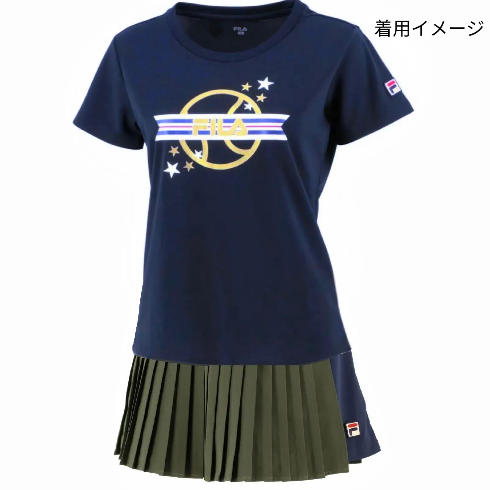 FILA フィラ テニス ウェア シャツ スコート 上下セットアップ МSサイズ 中古美品 紺カーキ - メルカリ