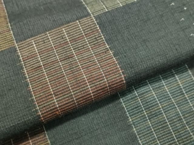 平和屋着物○銀座世きね 上質な紬 変わり市松文様 正絹 逸品