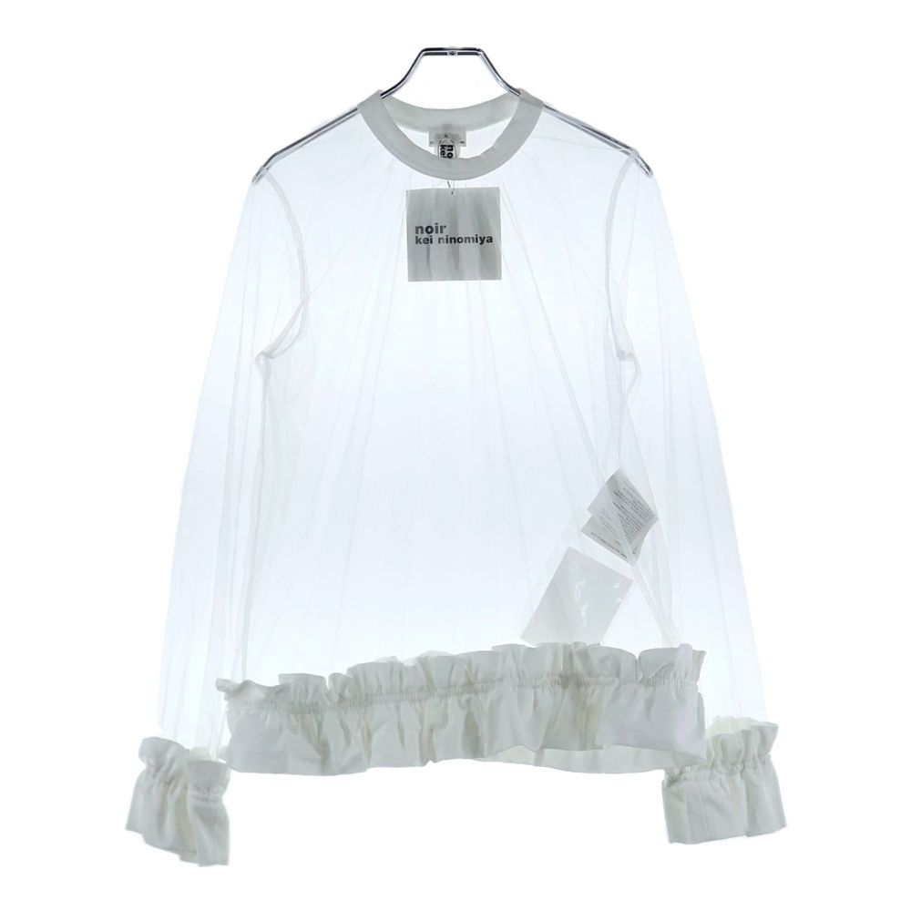 NOIR KEI NINOMIYA ノワール ケイニノミヤ 25SS ナイロンチュール 綿ポンチ 長袖シャツ カットソー ホワイト 3O-T018