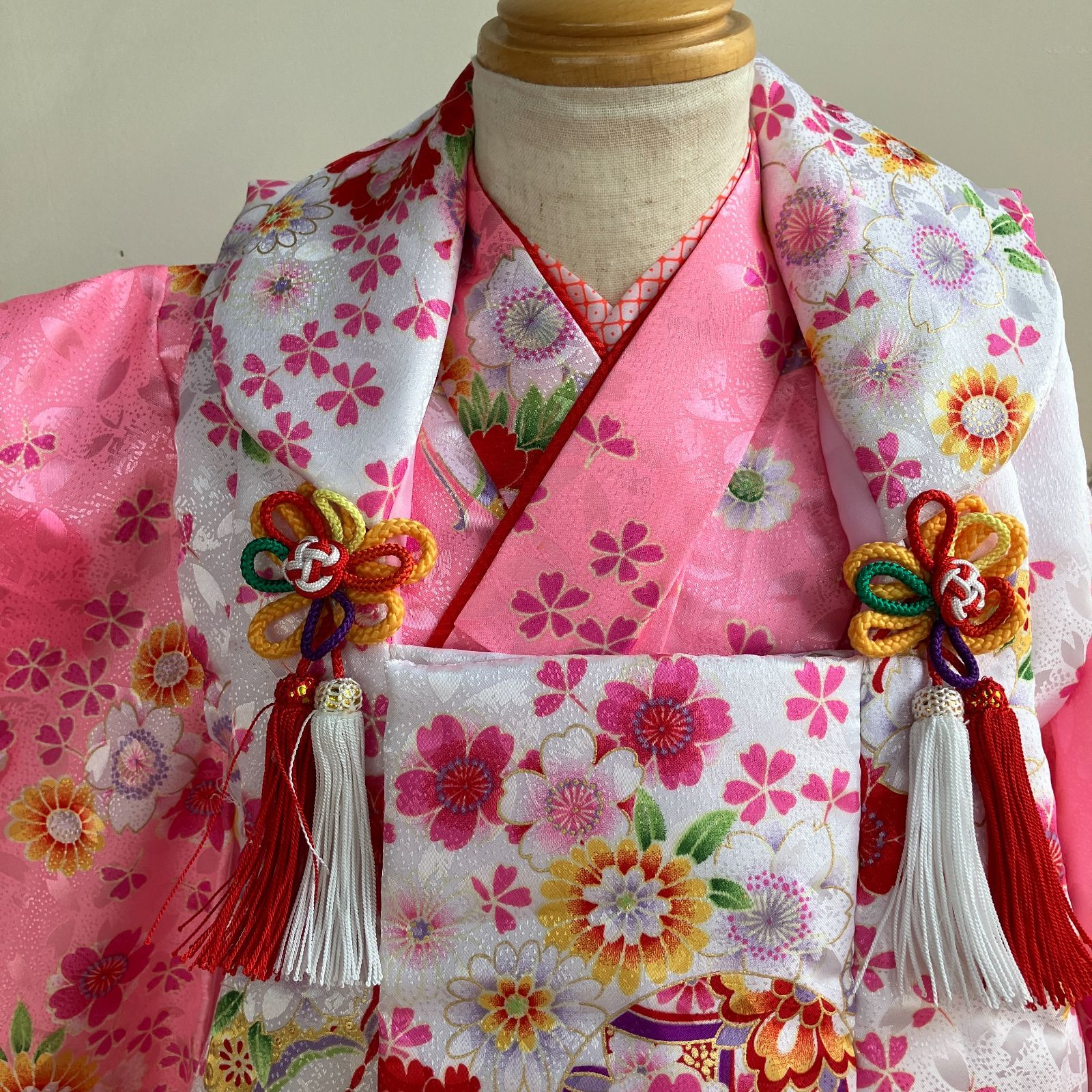 良品】七五三3歳女の子着物 半襦袢・被布セット レトロ ＃きもの猫田