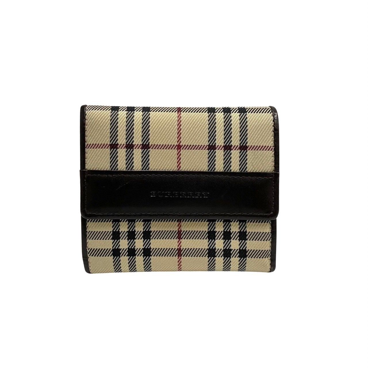 極 美品 BURBERRY バーバリー ロゴ ノバチェック レザー 本革