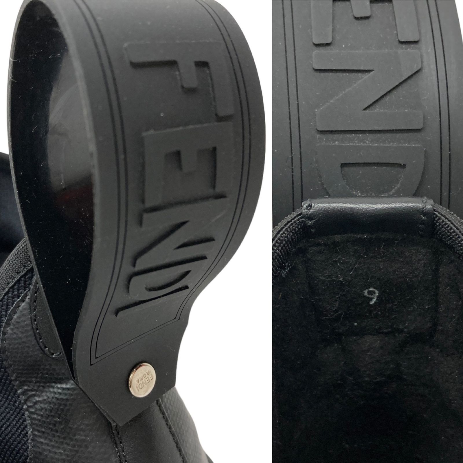 FENDI (フェンディ) イタリア製 ニットスニーカー シューズ 9 ブラック 