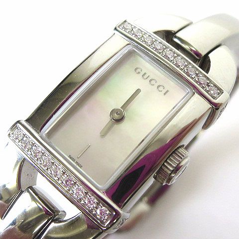 グッチ GUCCI 腕時計 6800L バンブー スクエア ダイヤベゼル シェル