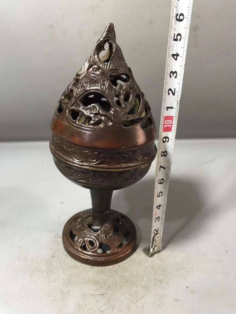 銅 細工 玄紋香炉 博山炉 香道具 茶道具 装飾品 工芸品 置物