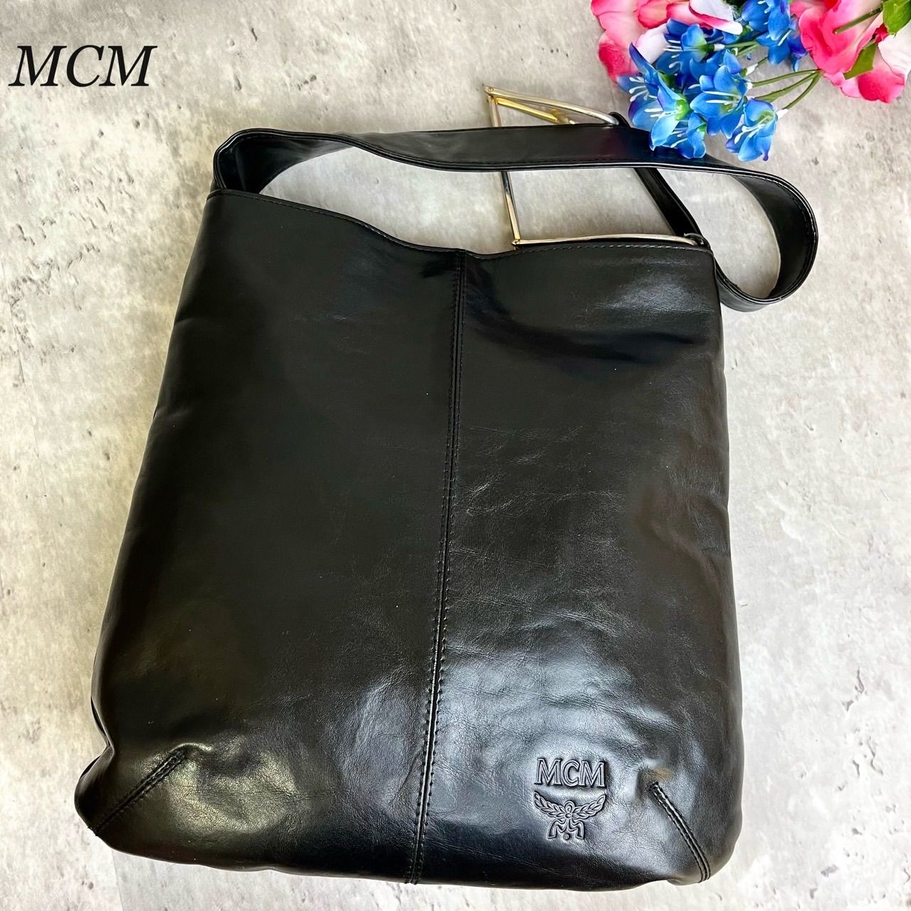 美品 エムシーエム MCM ヴィセトス ロゴグラム 2way ミニ ボストン 