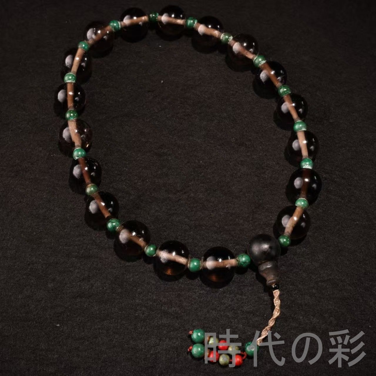 中国古美術 旧蔵 天然茶色水晶 佛珠 18粒 手持用 骨董品 古玩 細工 古賞物 置物 時代物 収集 古美味 旧家蔵出 R07100334